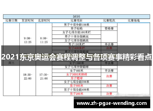 2021东京奥运会赛程调整与各项赛事精彩看点